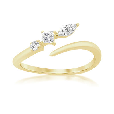 Lab Grown Diamond Bypass Fashion Ring in 10k Yellow Gold
